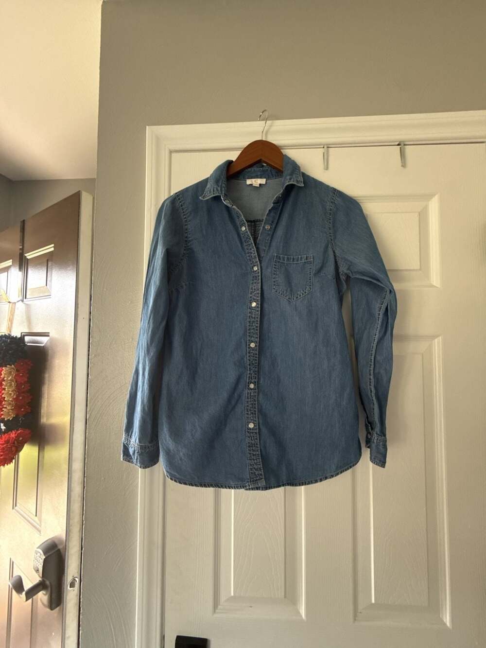 Charming Charlie Long Sleeve Denim Button Down Shirt